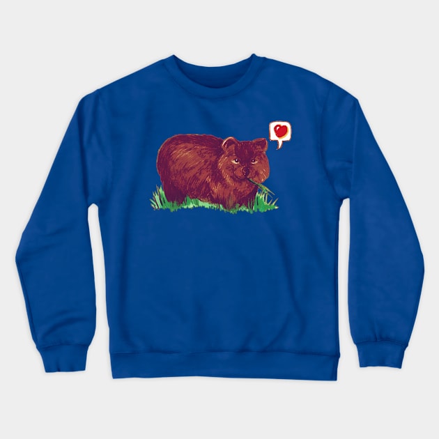 Wombat Love - Cute Cartoon Wombat Crewneck Sweatshirt by FishWithATopHat